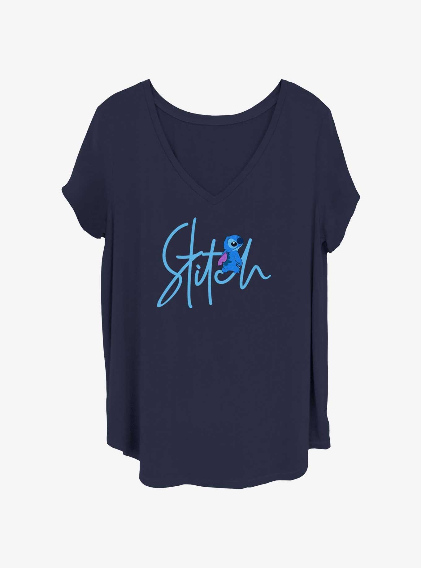 Disney Lilo & Stitch Handwriting Girls T-Shirt Plus Size, NAVY, hi-res