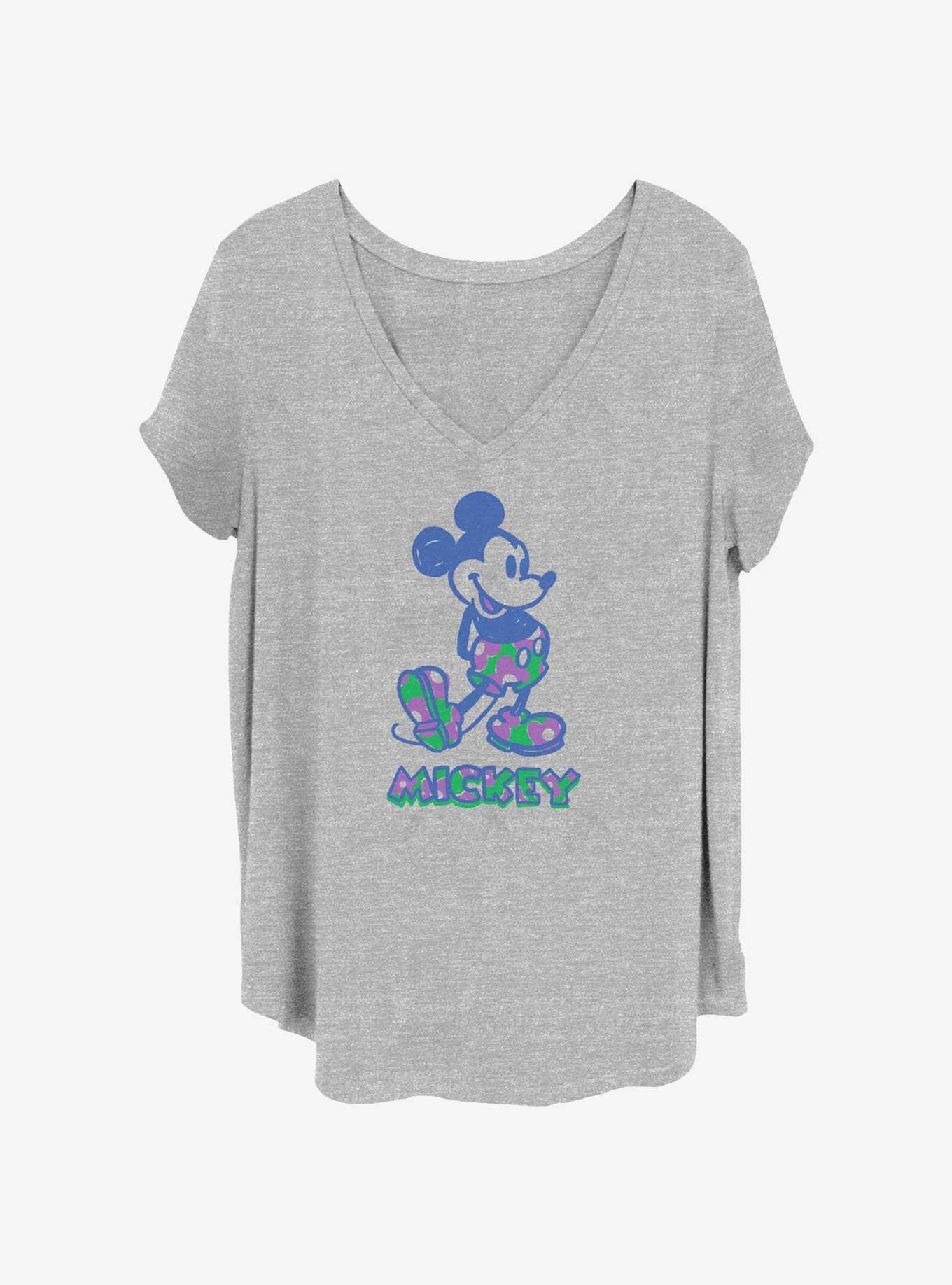 Disney Mickey Mouse Sketch Floral Fill Girls T-Shirt Plus