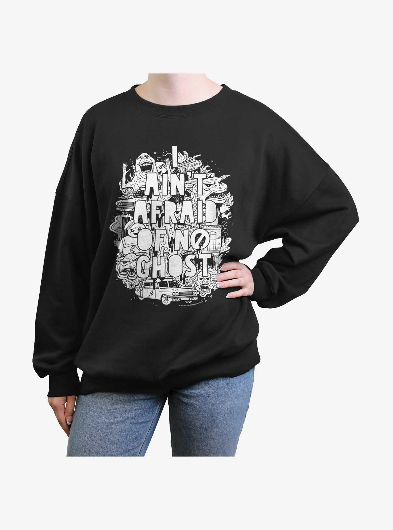 Ghostbusters Ain't Afraid Of No Ghost Girls Oversized Sweatshirt, BLACK, hi-res
