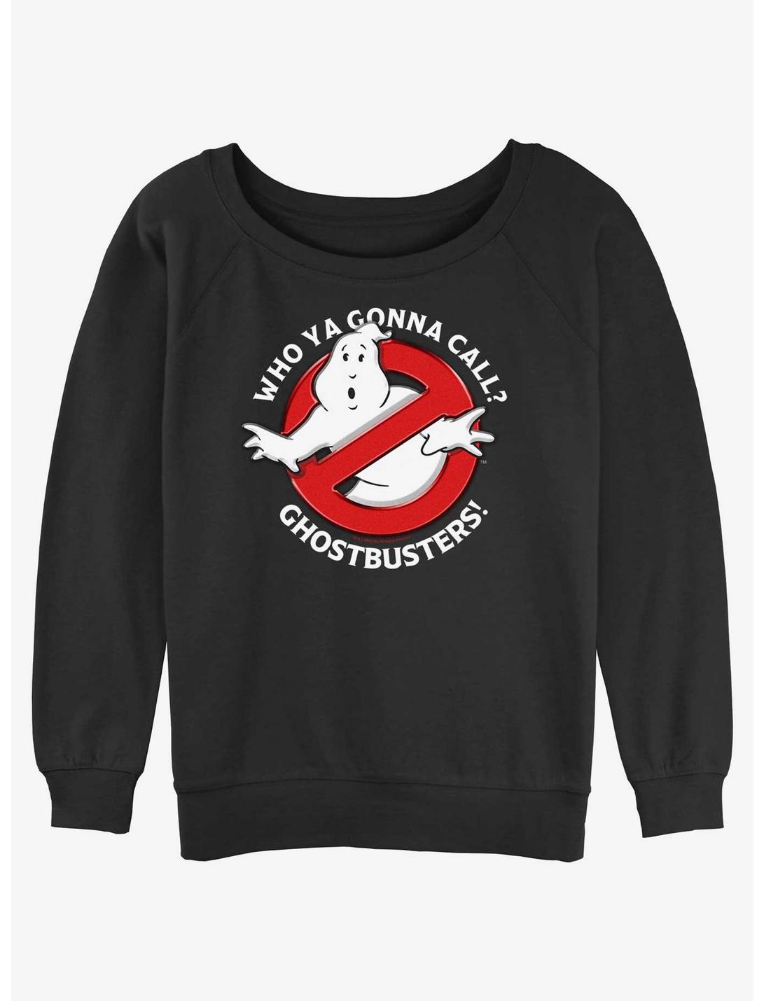 Ghostbusters Who Ya Gonna Call Womens Slouchy Sweatshirt, BLACK, hi-res