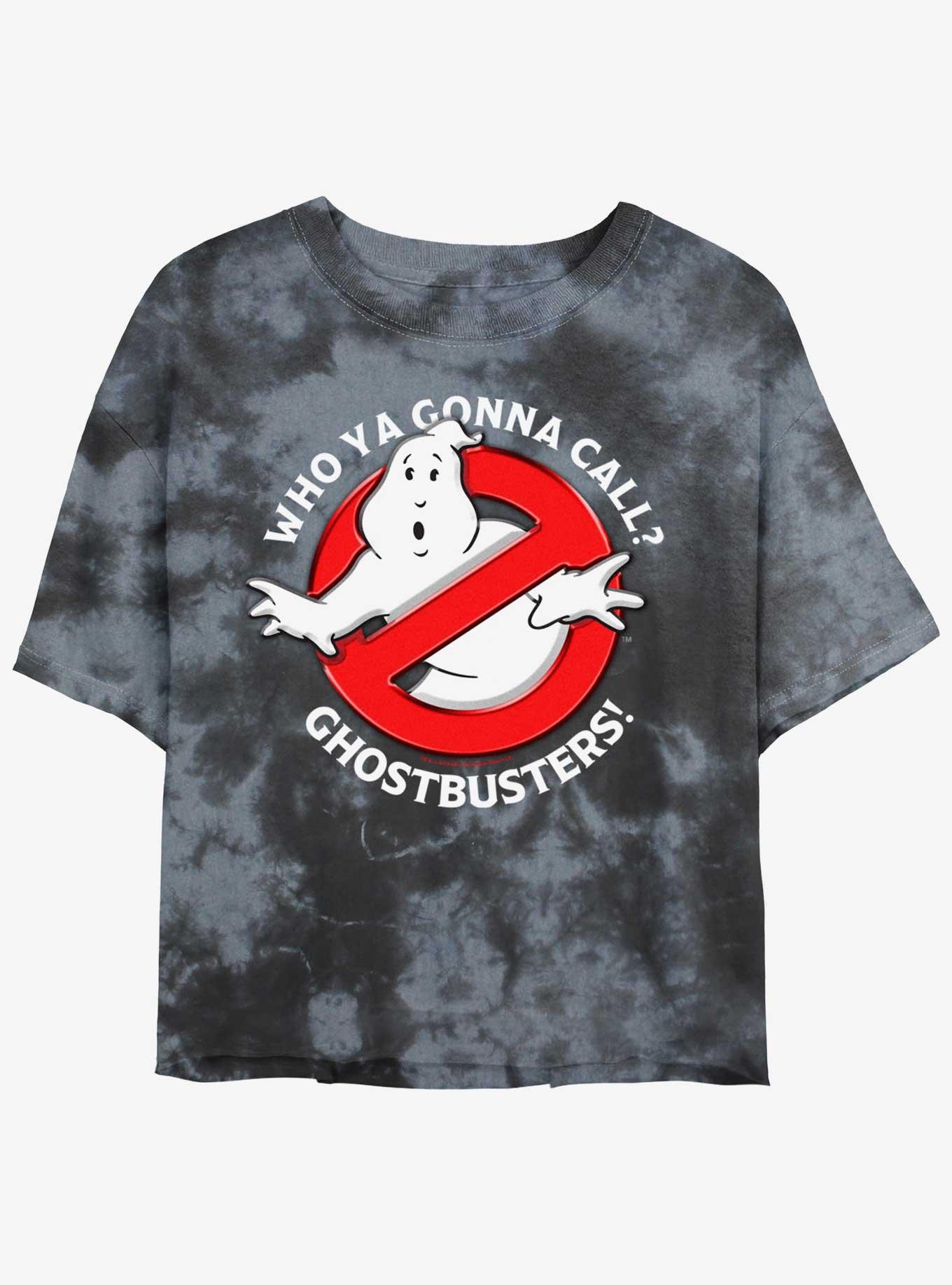 Ghostbusters Who Ya Gonna Call Womens Tie-Dye Crop T-Shirt, BLKCHAR, hi-res