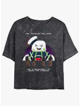 Ghostbusters 8 Bit Puft Cross The Streams Womens Mineral Wash Crop T-Shirt, , hi-res