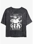 Ghostbusters Puft Tarot Womens Mineral Wash Crop T-Shirt, BLACK, hi-res