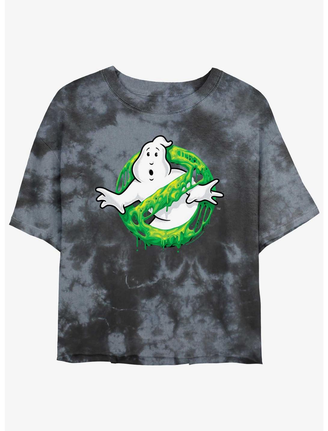 Ghostbusters Green Slime Logo Womens Tie-Dye Crop T-Shirt, BLKCHAR, hi-res