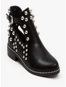 River Side Bootie with Studs and Buckle Black, , hi-res