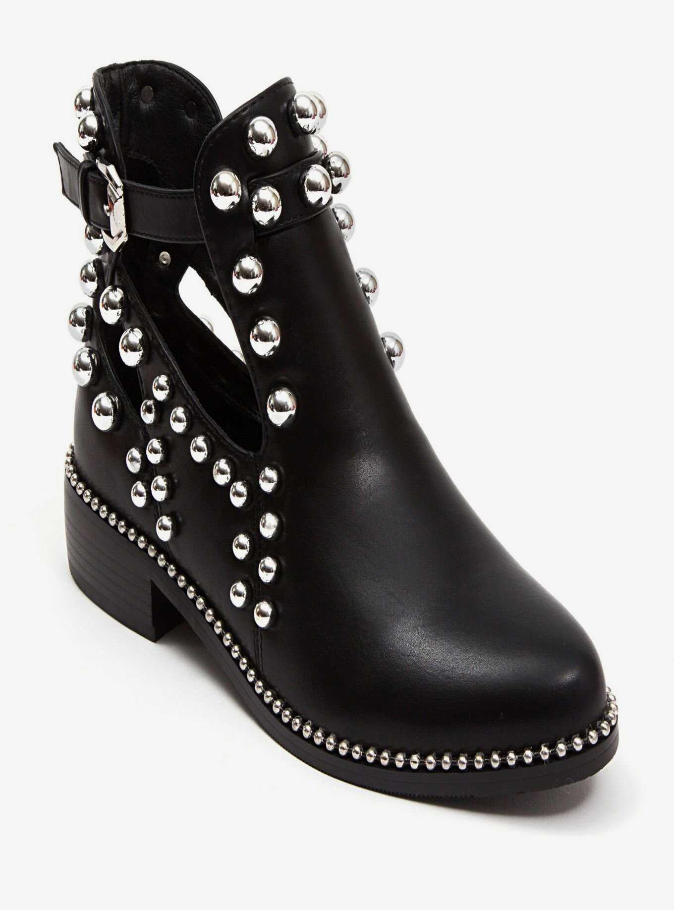 River Side Bootie with Studs and Buckle Black, , hi-res