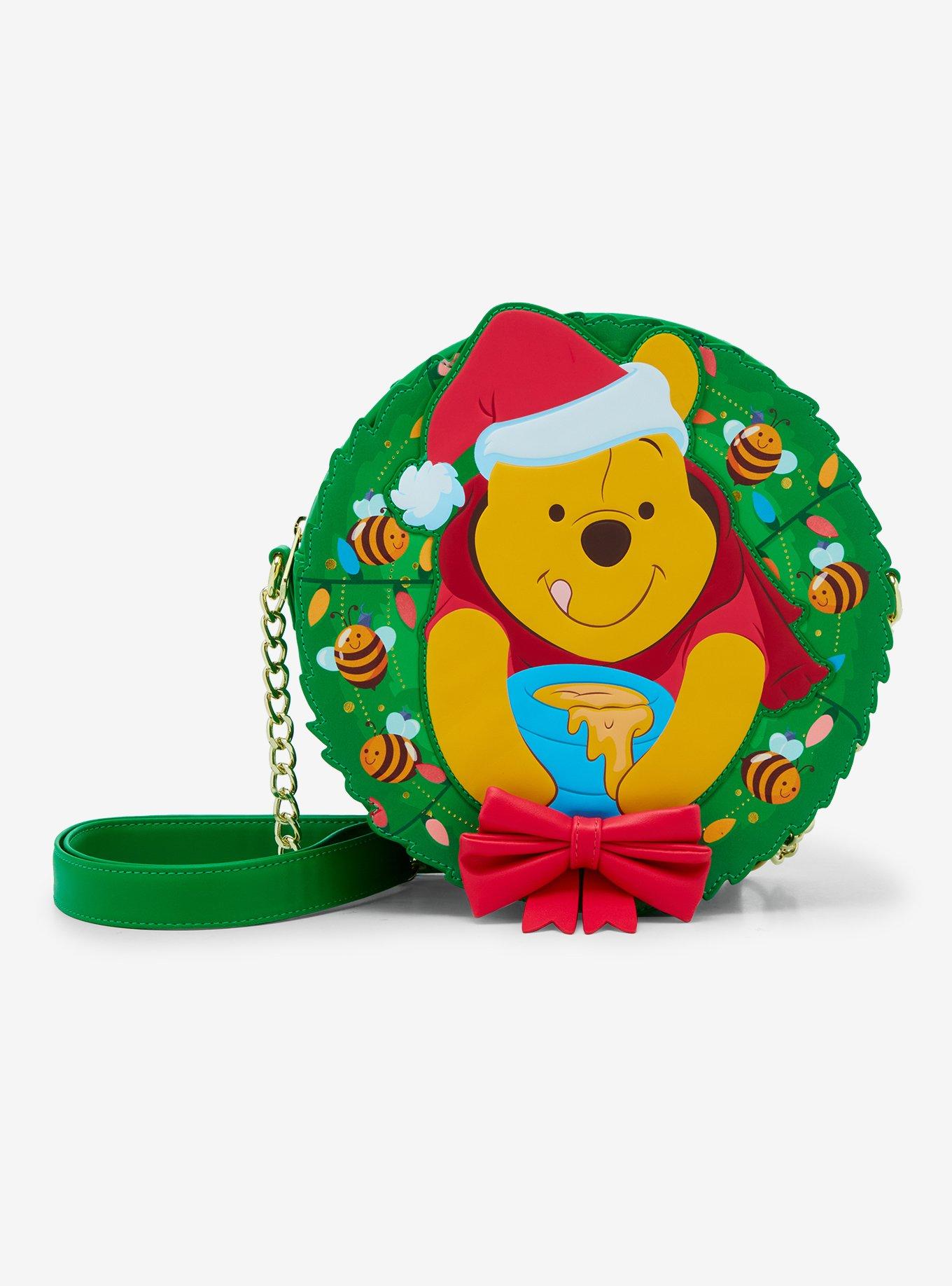 Loungefly Disney Winnie the Pooh Holiday Pooh Bear Wreath Figural Glow-in-the-Dark Crossbody Bag, , hi-res