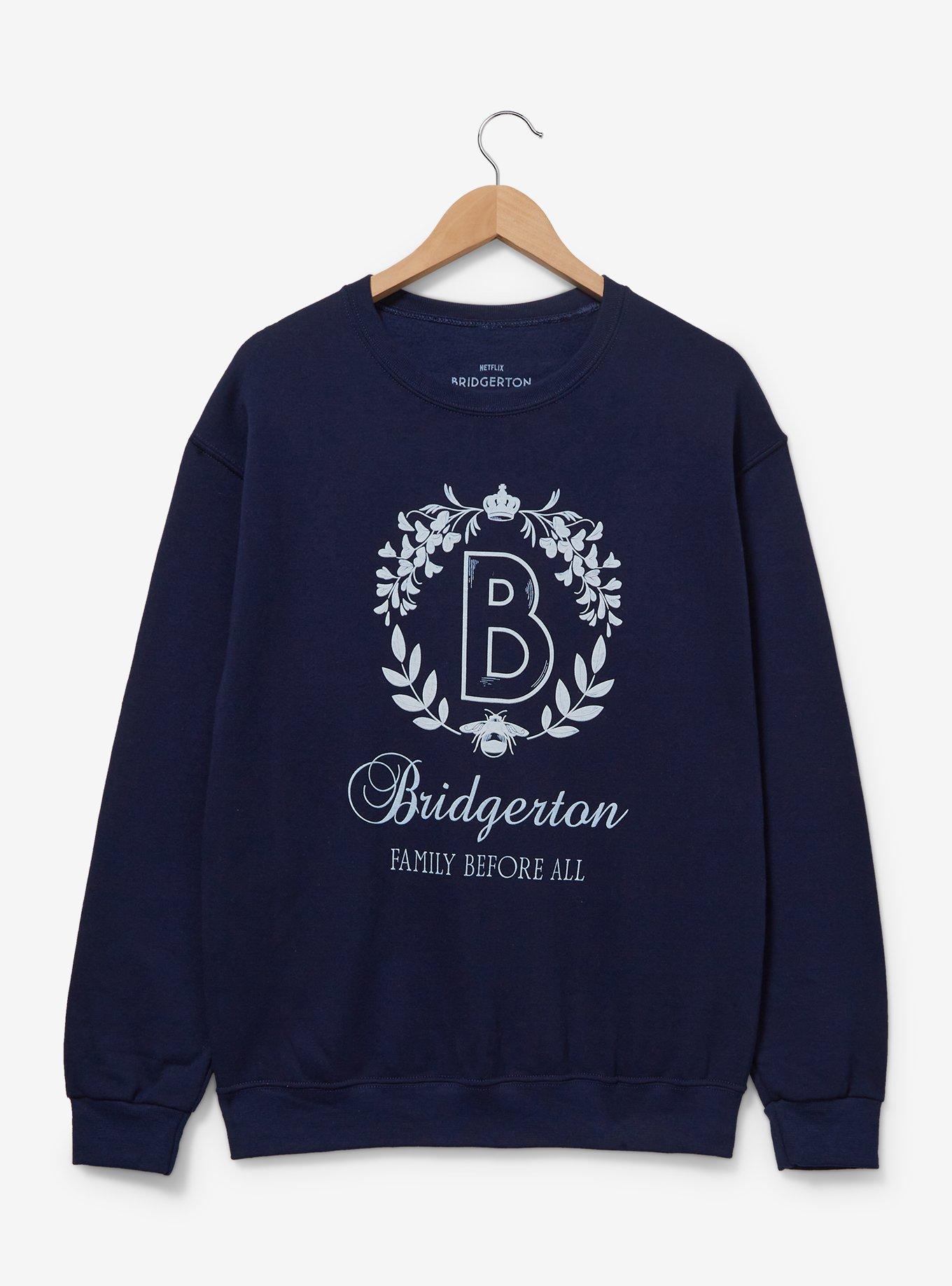 Bridgerton Family Crest Women's Crewneck — BoxLunch Exclusive, NAVY, hi-res