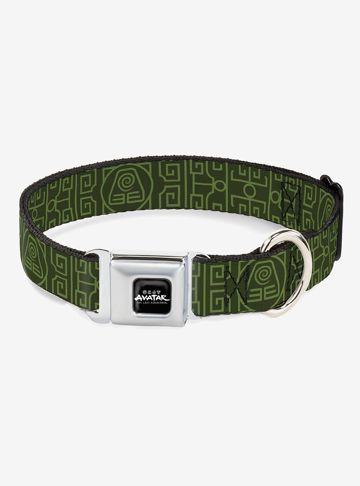 Avatar: The Last Airbender Earth Element Symbol Seatbelt Buckle Dog Collar, GREEN, hi-res