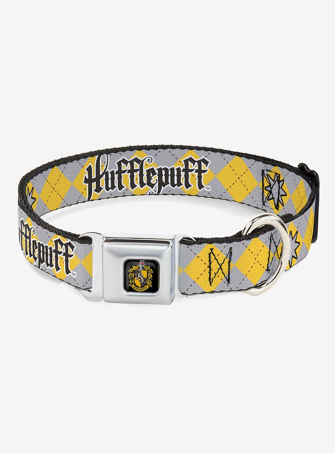 Harry Potter Hufflepuff Stars Argyle Plaid Seatbelt Buckle Dog Collar, , hi-res