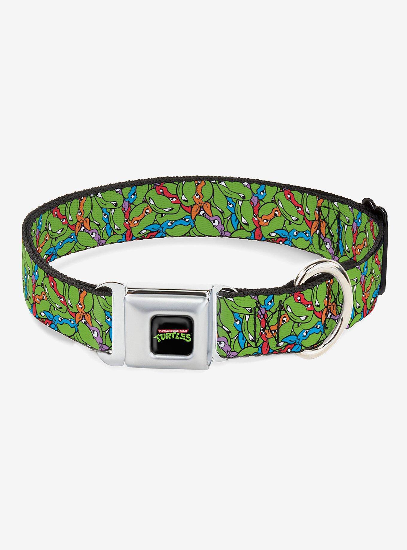 Teenage Mutant Ninja Turtles Faces Stacked Seatbelt Buckle Dog Collar, , hi-res