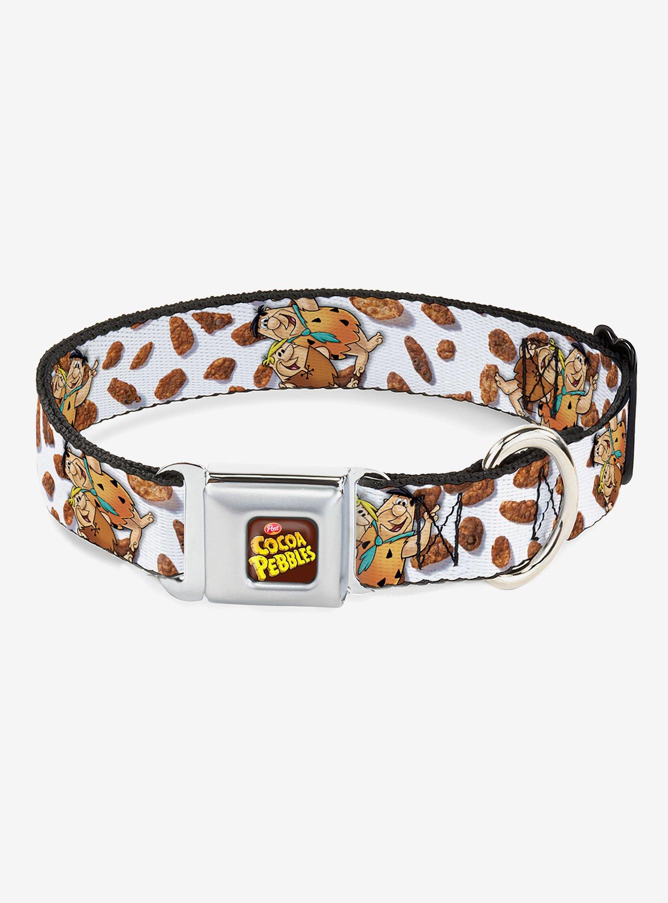 The Flintstones Cocoa Pebbles Fred & Barney Seatbelt Buckle Dog Collar, BRIGHT WHITE, hi-res