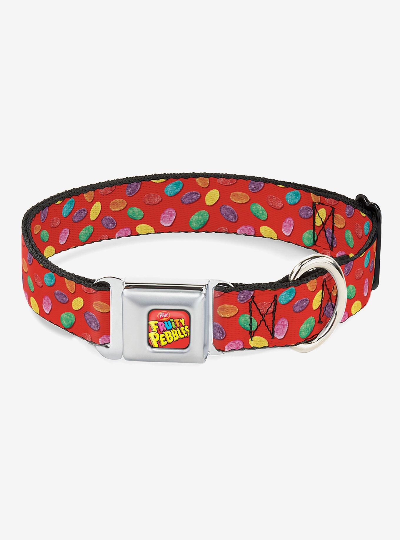 The Flintstones Fruity Pebbles Red Scattered Seatbelt Buckle Dog Collar, RED, hi-res