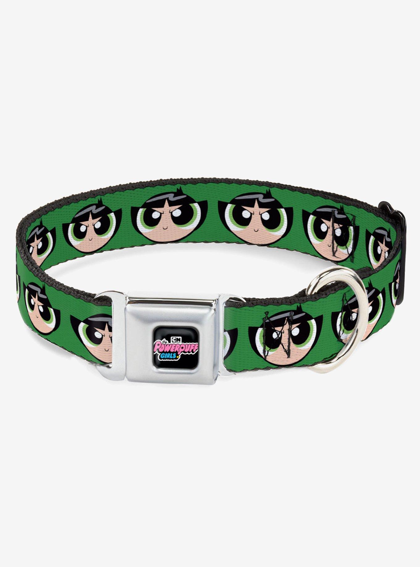 The Powerpuff Girls Buttercup Face Close Up Seatbelt Buckle Dog Collar, GREEN, hi-res