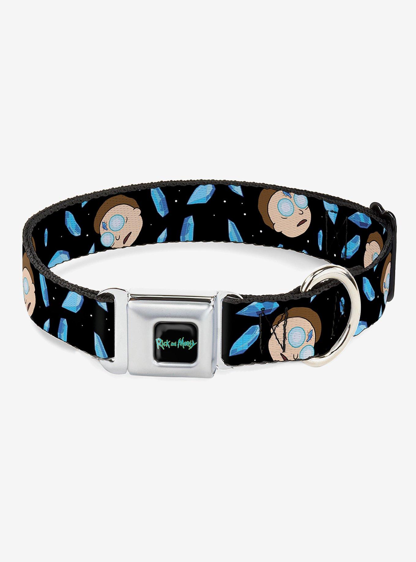 Rick and Morty Death Crystals Morty Expression Seatbelt Buckle Dog Collar, BLACK, hi-res