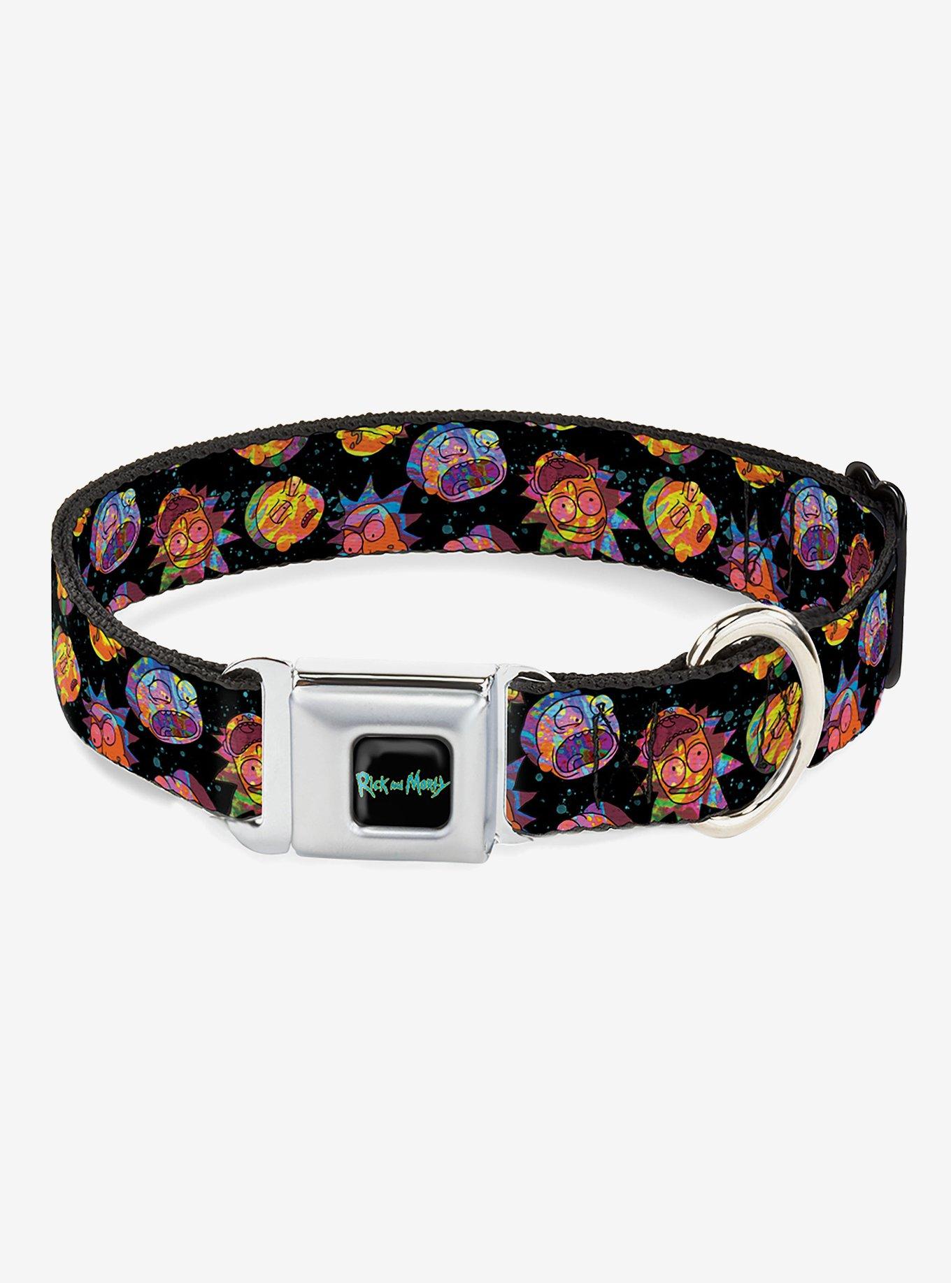 Rick and Morty Vaporwave Expressions Scattered Seatbelt Buckle Dog Collar, , hi-res