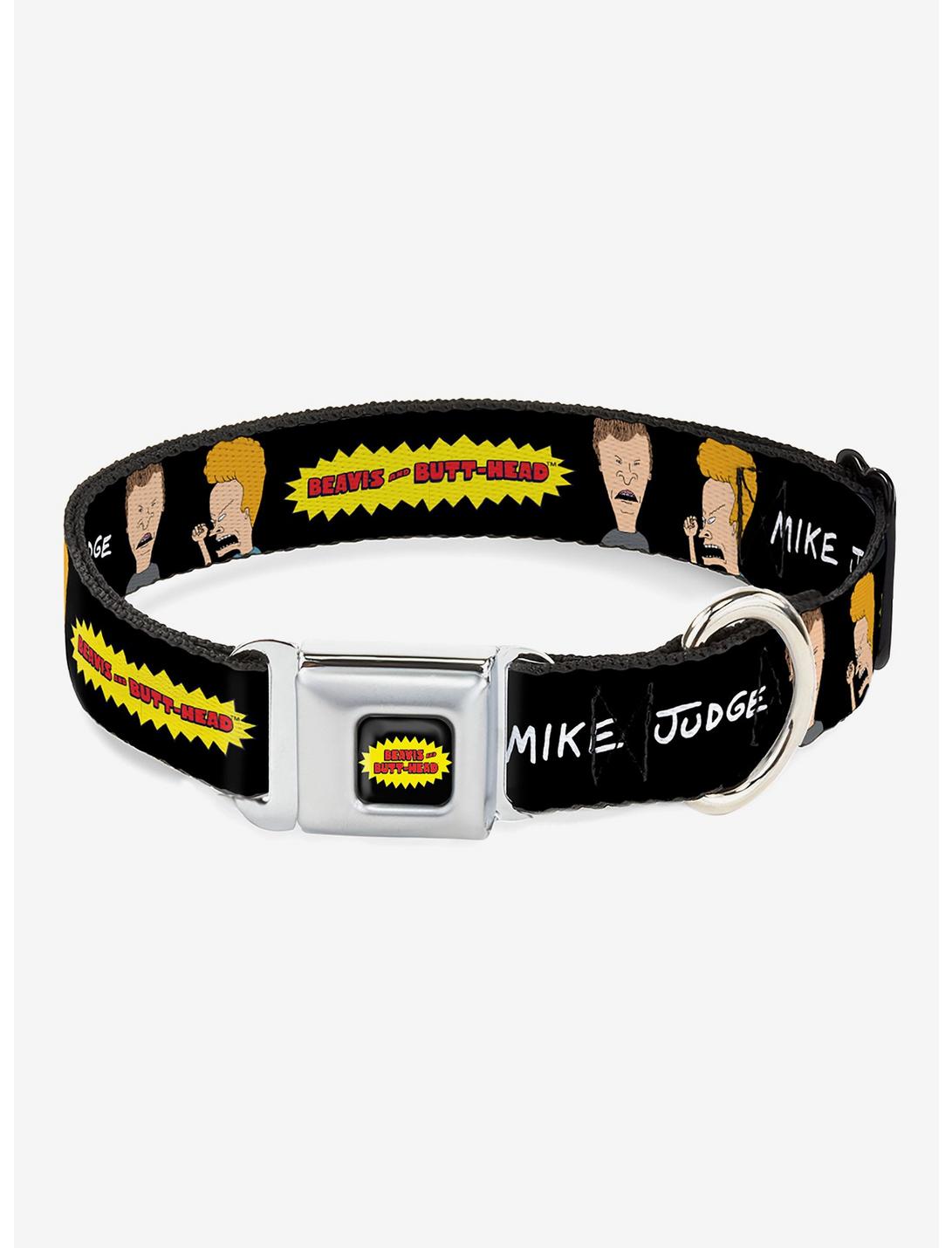 Beavis and Butt-Head Title Logo and Pose Seatbelt Buckle Dog Collar, BLACK, hi-res