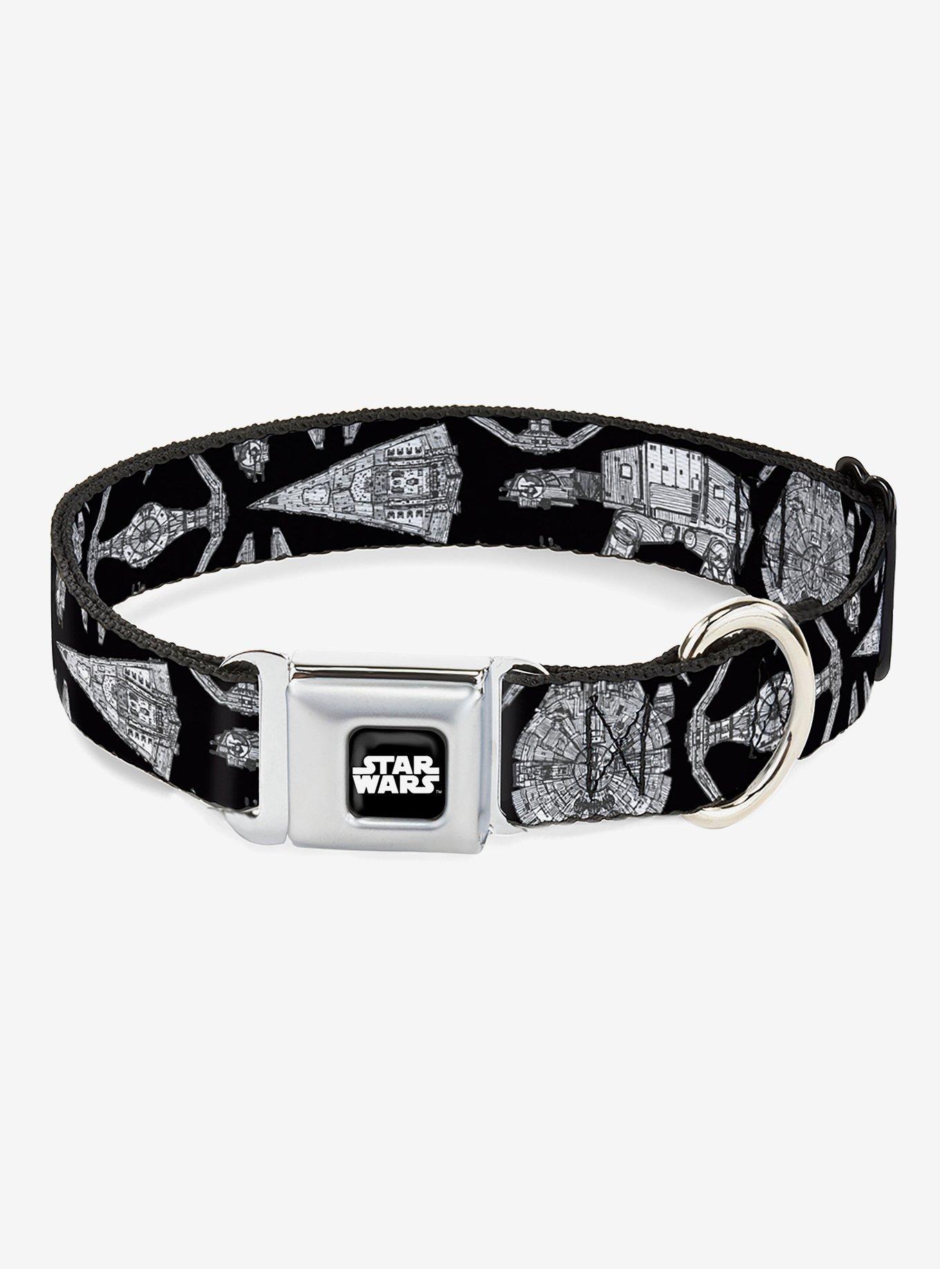 Star Wars Ships and Vehicles Seatbelt Buckle Dog Collar, BLACK, hi-res