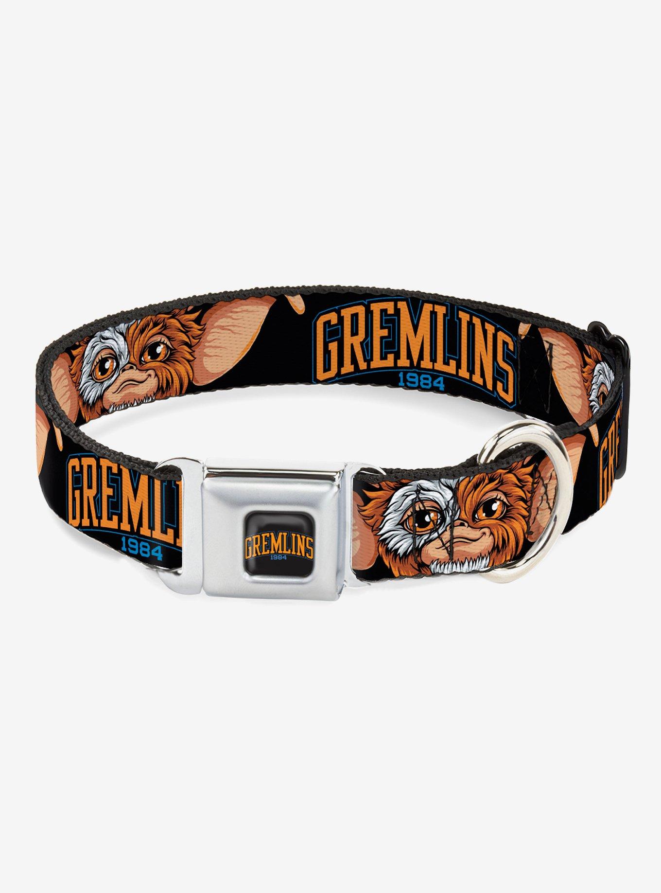 Gremlins 1984 Gizmo Face Close Up Black Seatbelt Buckle Dog Collar, BLACK, hi-res