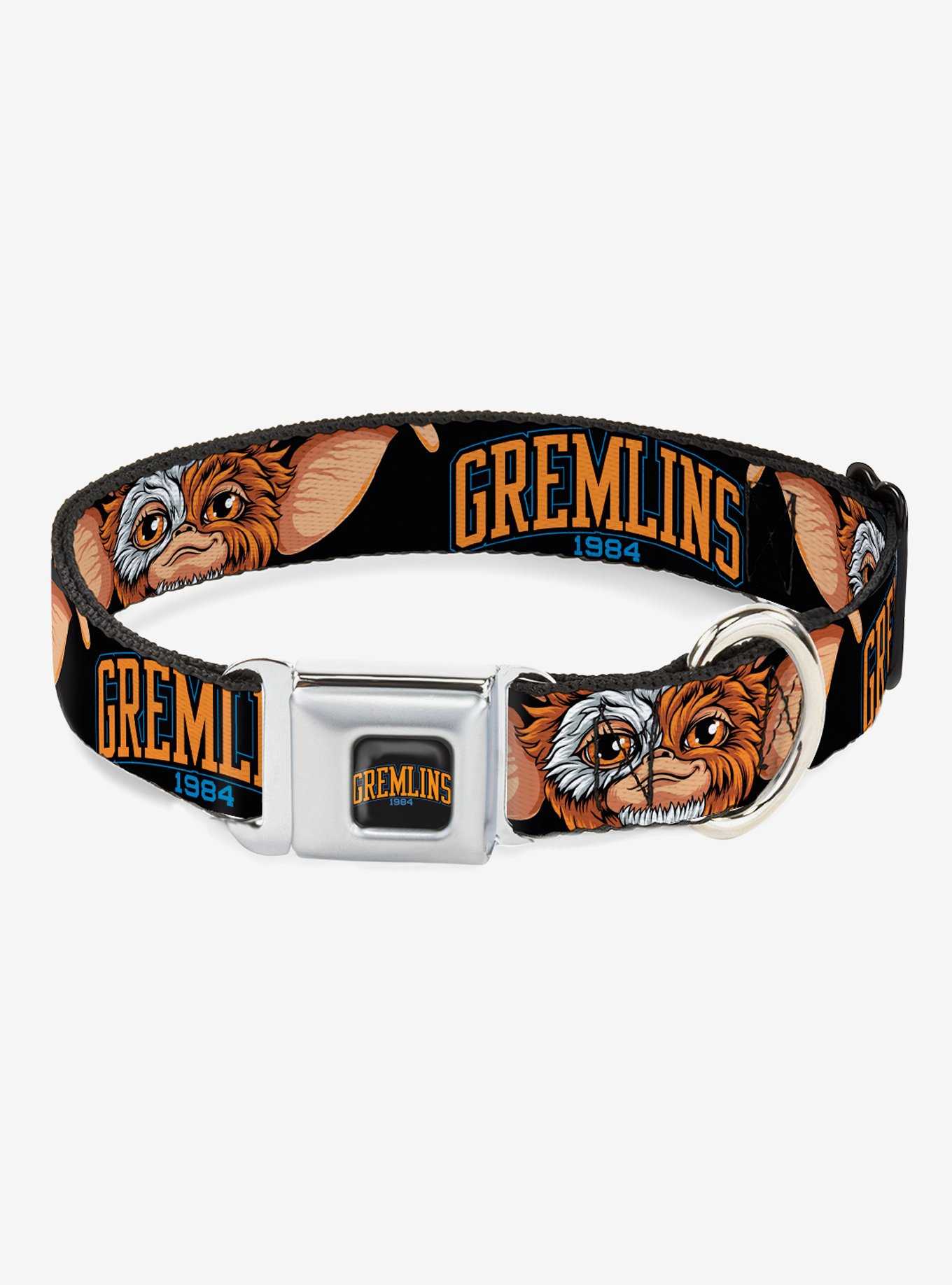 Gremlins 1984 Gizmo Face Close Up Black Seatbelt Buckle Dog Collar, , hi-res