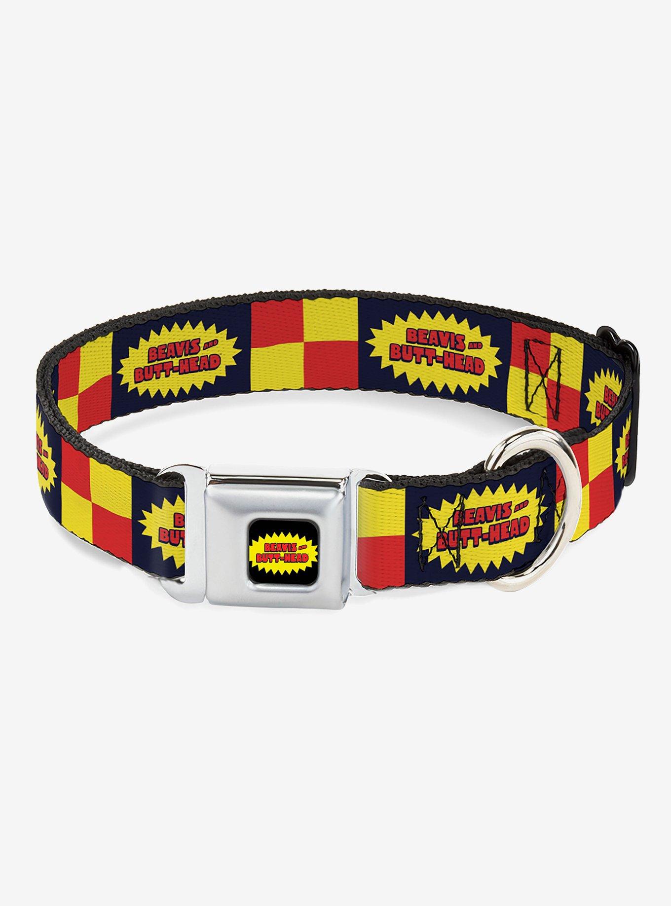 Beavis and Butt-Head Title Logo Checker Seatbelt Buckle Dog Collar, BRIGHT YELLOW, hi-res