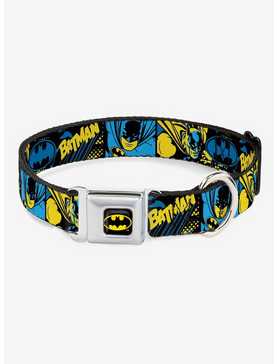 DC Comics Batman Poses and Logo Collage Seatbelt Buckle Dog Collar, , hi-res