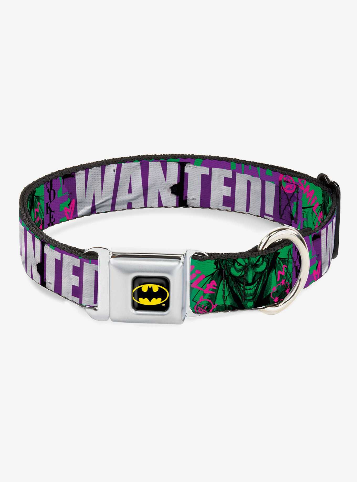 DC Comics The Joker Wanted Smiling Pose Graffiti Seatbelt Buckle Dog Collar, , hi-res