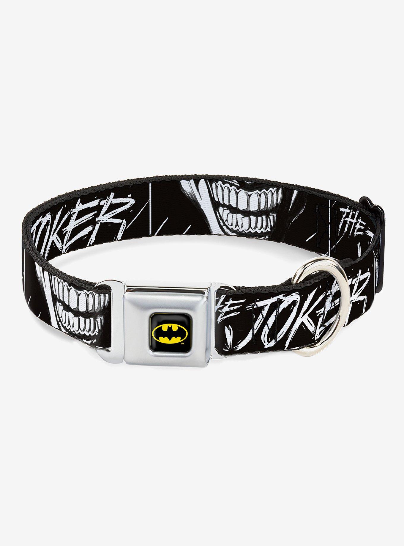 DC Comics The Joker Smiling Eyes Sketch Close Up Seatbelt Buckle Dog Collar, BLACK, hi-res