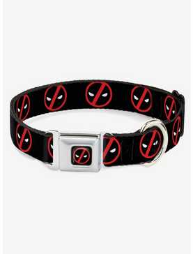 Marvel Deadpool Logo Seatbelt Buckle Dog Collar, , hi-res