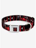 Marvel Deadpool Action Poses Splatter Logo Seatbelt Buckle Dog Collar, RED, hi-res