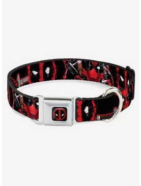 Marvel Deadpool Action Poses Splatter Logo Seatbelt Buckle Dog Collar, , hi-res