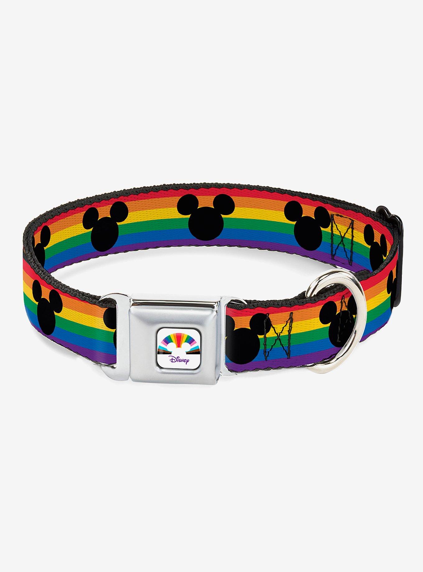 Disney Mickey Mouse Ears Icon Rainbow Pride Flag Seatbelt Buckle Dog Collar, MULTI, hi-res