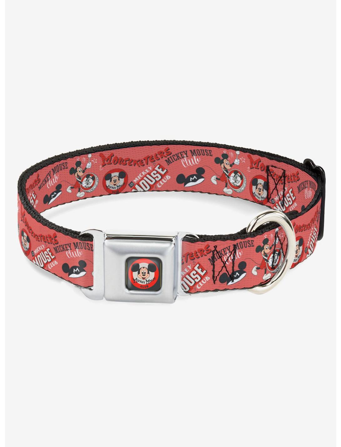 Disney100 Mickey Mouse Club Collage Seatbelt Buckle Dog Collar, RED, hi-res