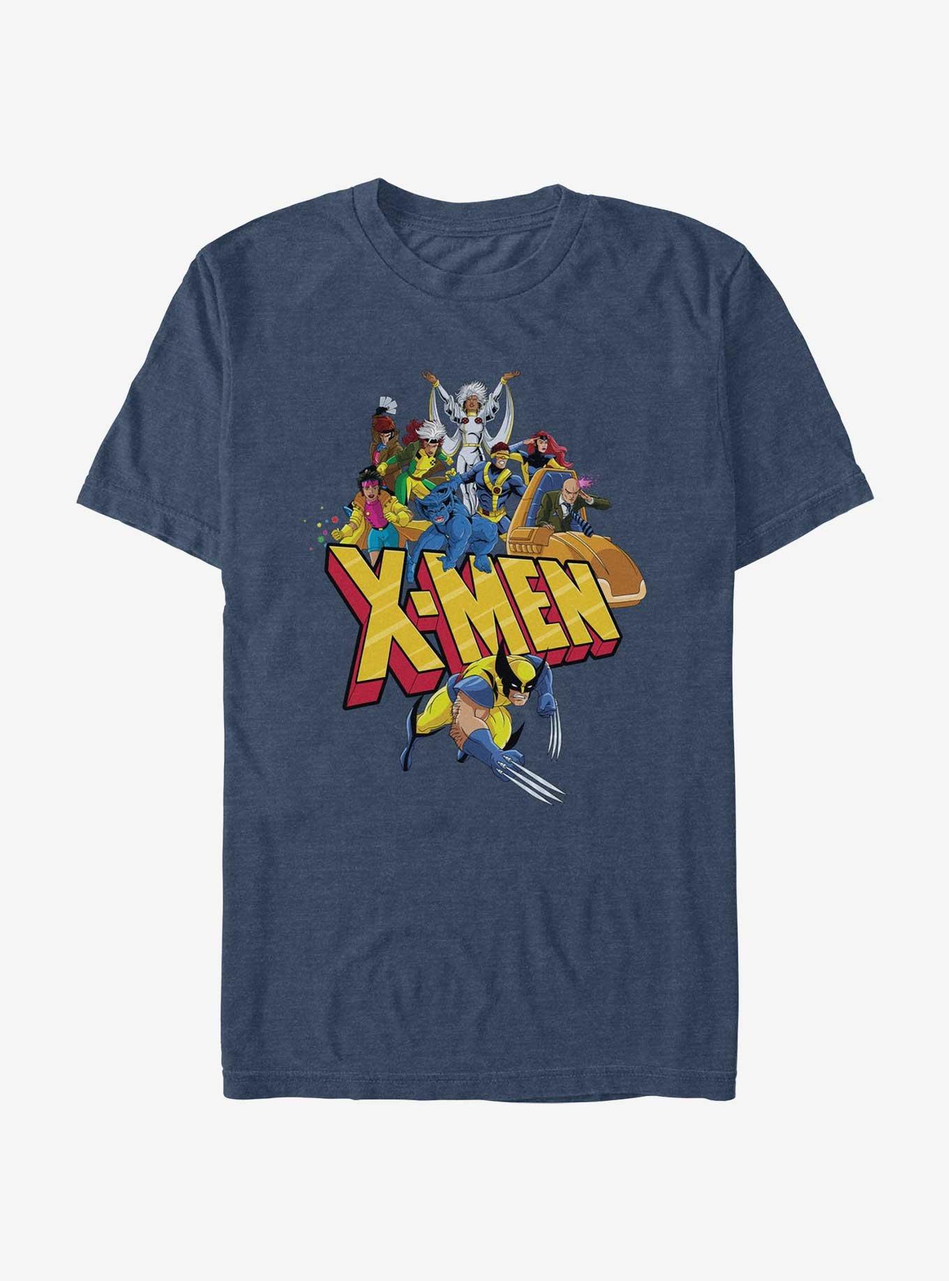 X-Men Text Block T-Shirt, NAVY HTR, hi-res