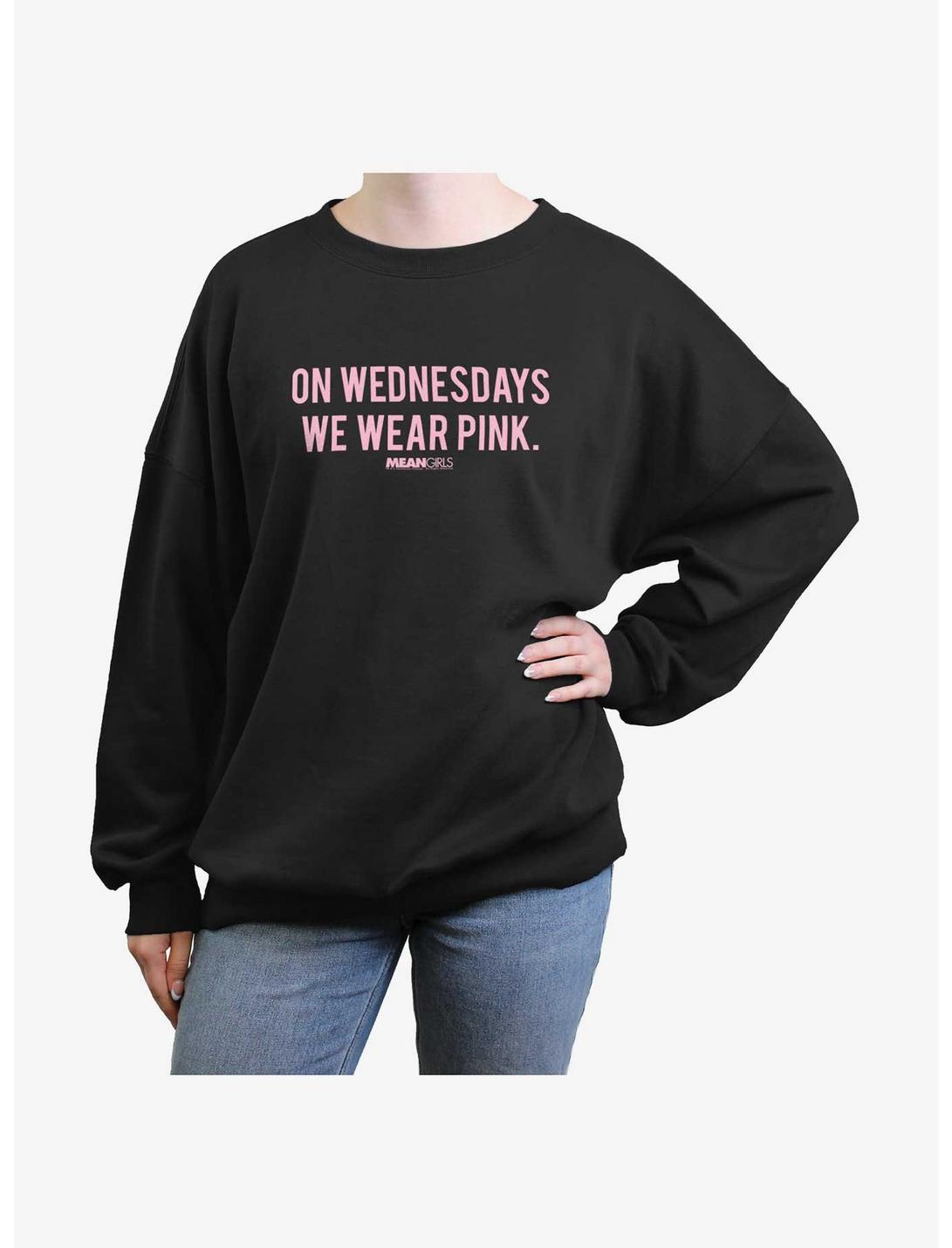 Mean Girls Wednesdays We Wear Pink Girls Oversized Sweatshirt, BLACK, hi-res