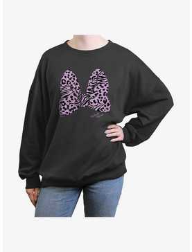 Disney Minnie Mouse Animal Print Bow Girls Oversized Sweatshirt, , hi-res