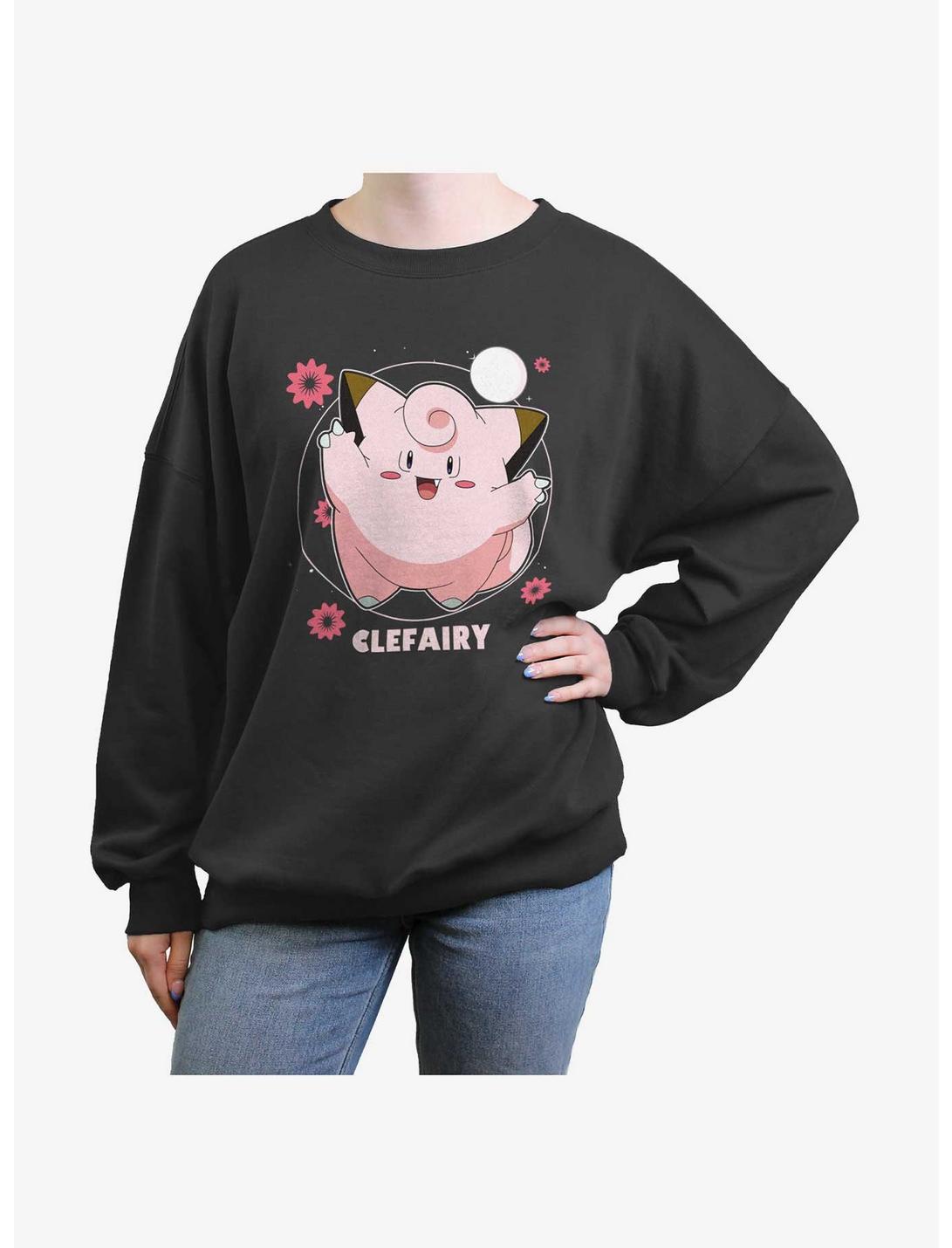 Pokemon Clefairy Dance Girls Oversized Sweatshirt, CHARCOAL, hi-res