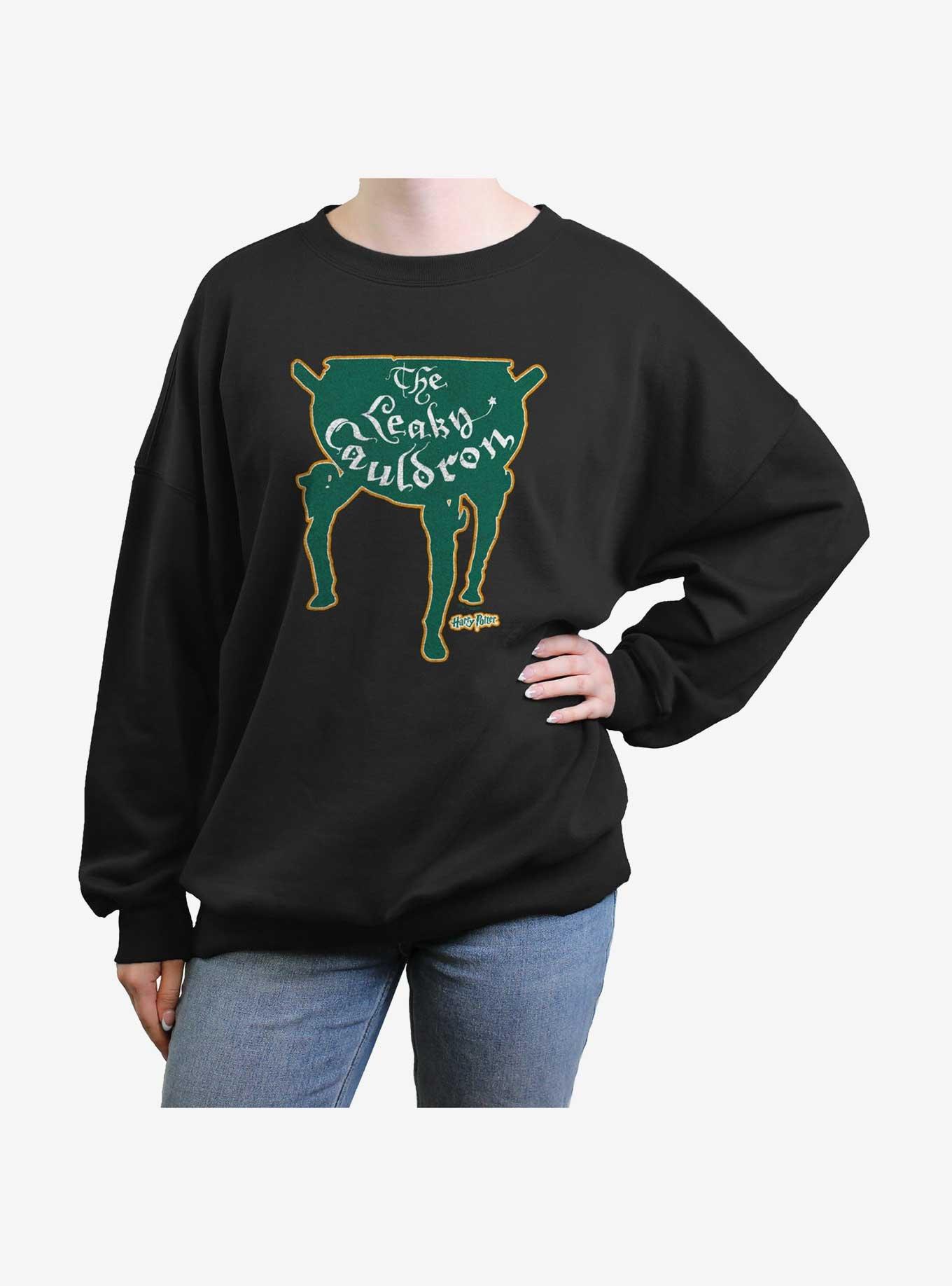 Harry Potter Leaky Cauldron Logo Girls Oversized Sweatshirt, BLACK, hi-res