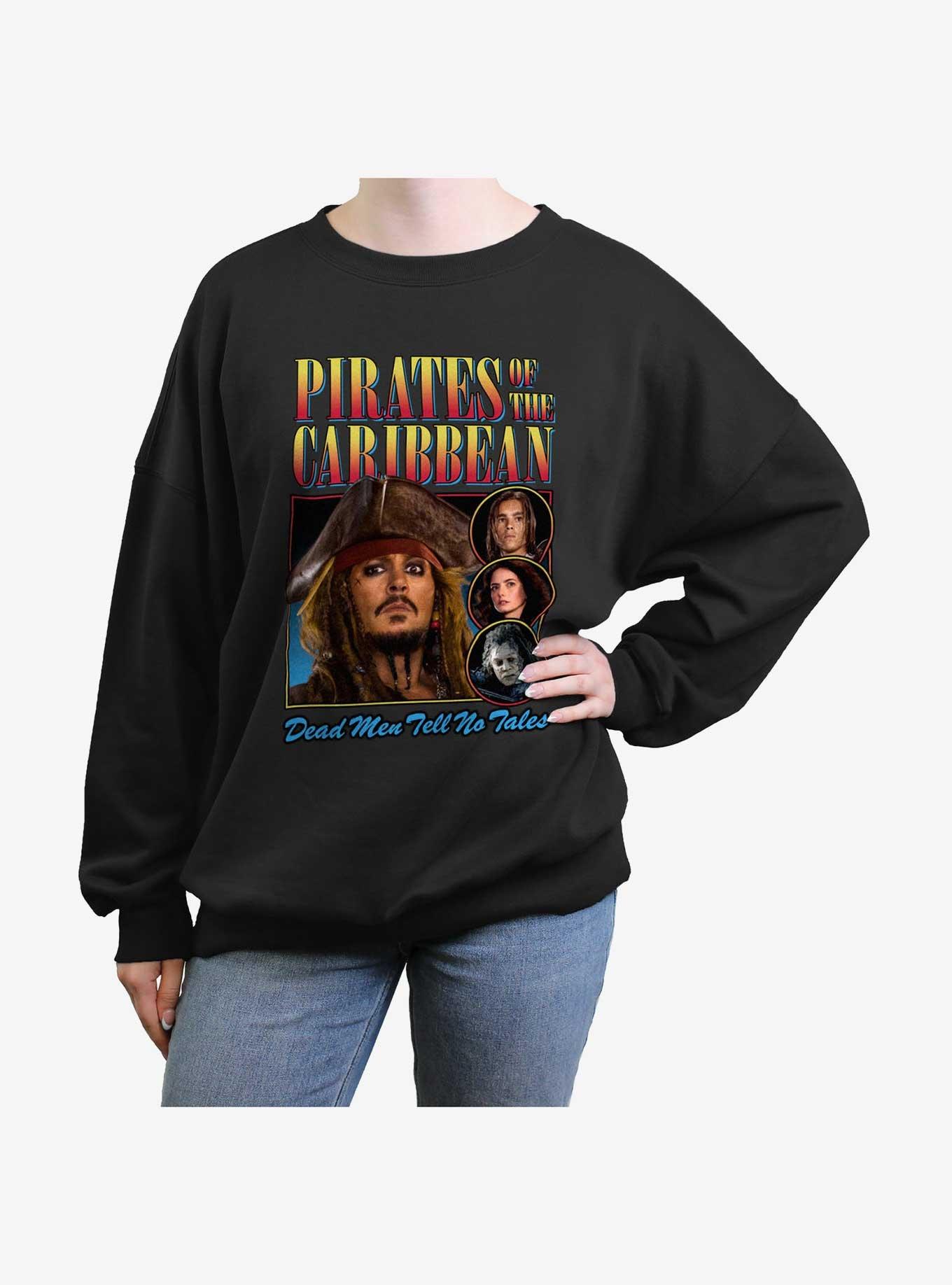 Disney Pirates Of The Carribbean Deadman Vintage Girls Oversized Sweatshirt, BLACK, hi-res