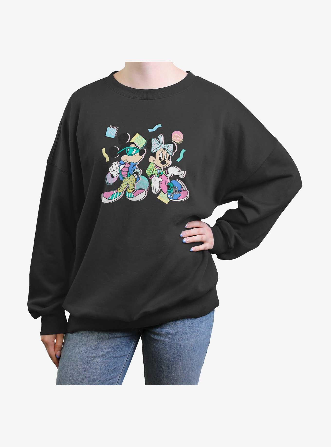 Disney Mickey Mouse 80s Minnie & Mickey Girls Oversized Sweatshirt, BLUEHTR, hi-res