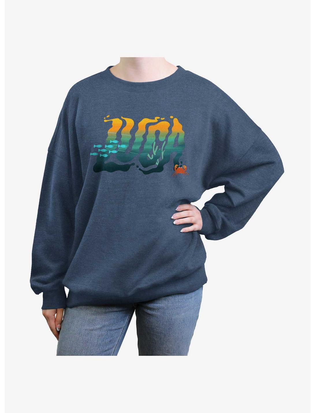 Disney Pixar Luca Sea Logo Girls Oversized Sweatshirt, BLUEHTR, hi-res