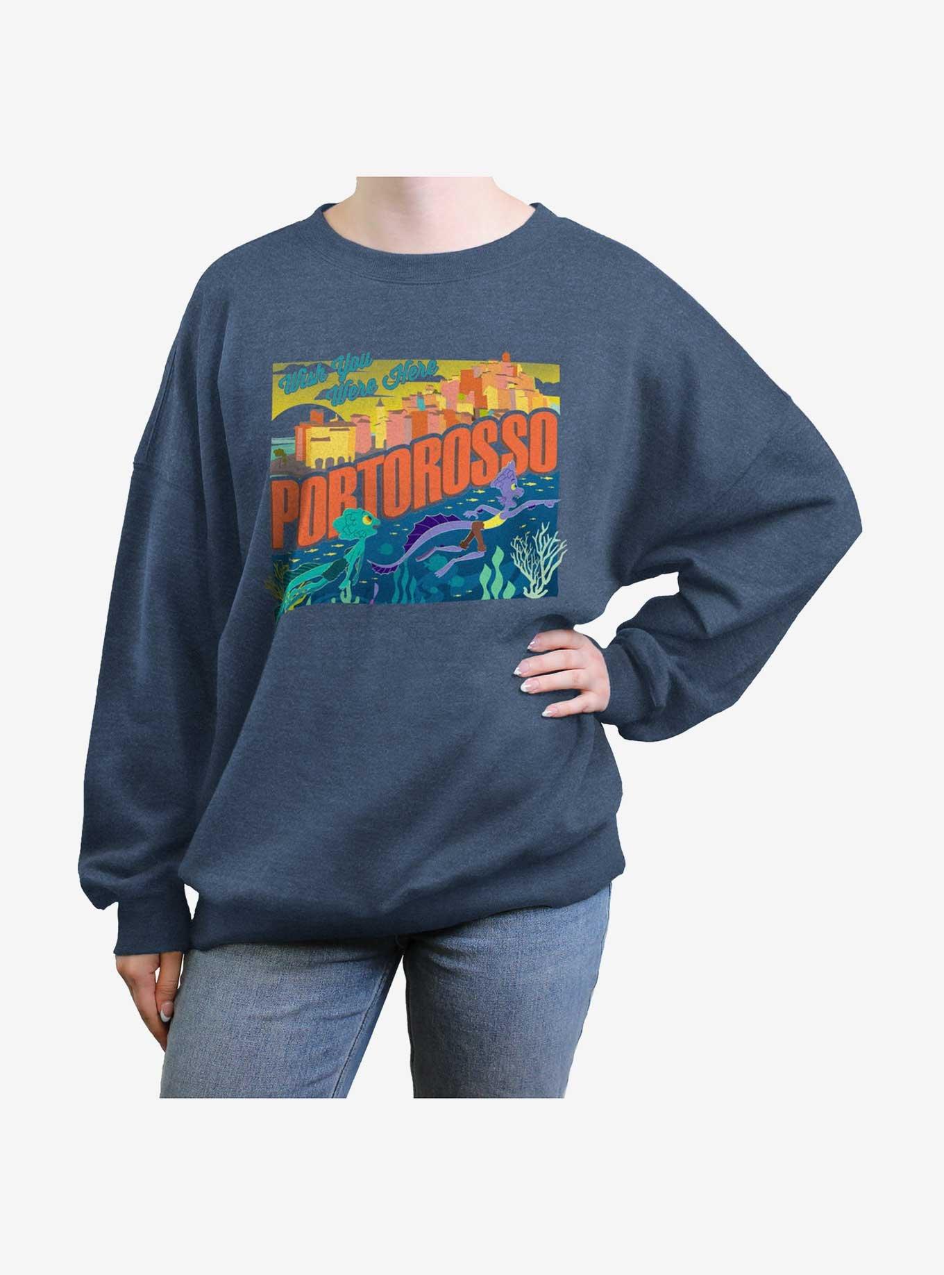 Disney Pixar Luca Portorosso Wish You Where Here Girls Oversized Sweatshirt, BLUEHTR, hi-res