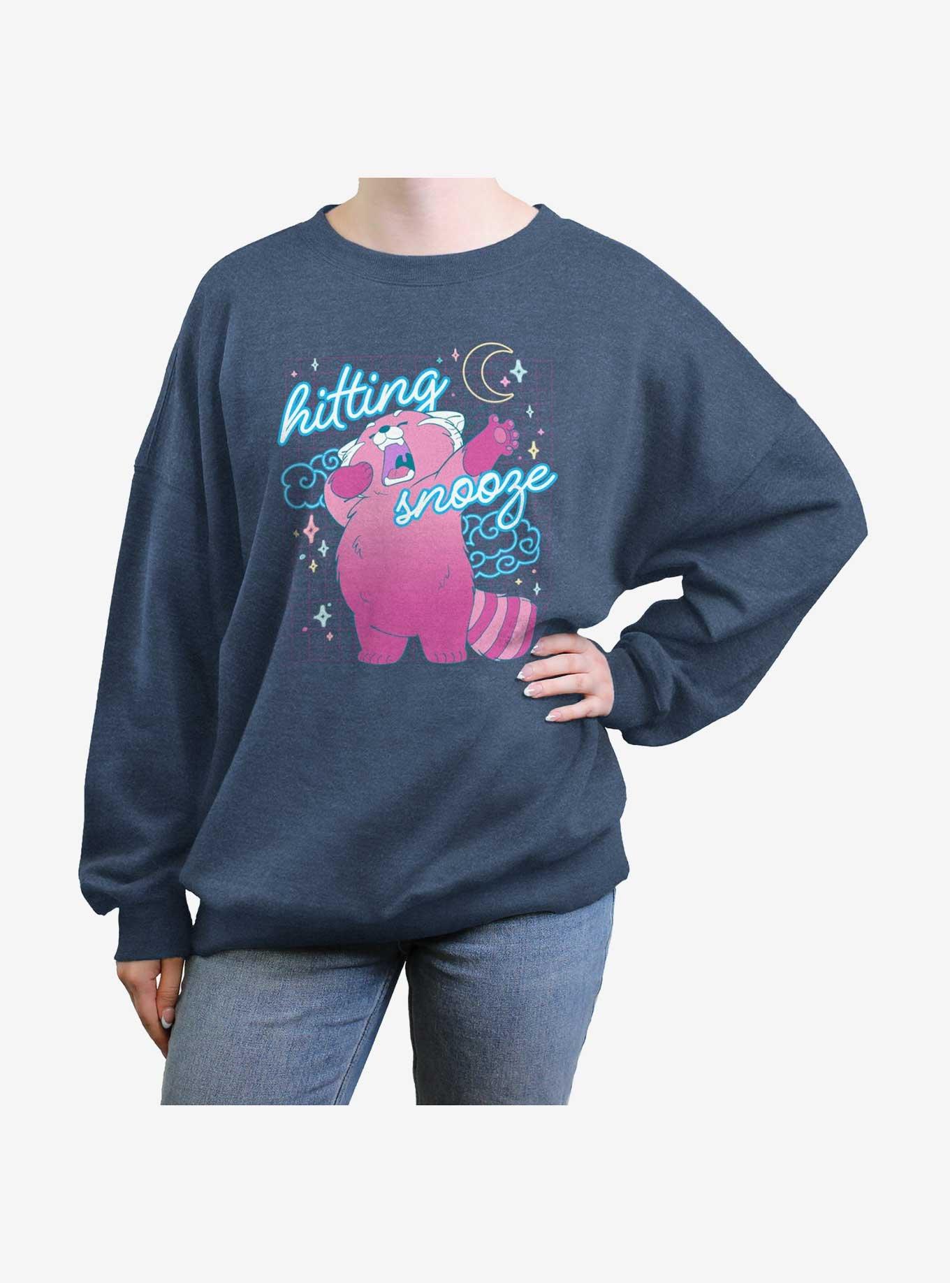 Disney Pixar Turning Red Hitting Snooze Girls Oversized Sweatshirt, BLUEHTR, hi-res