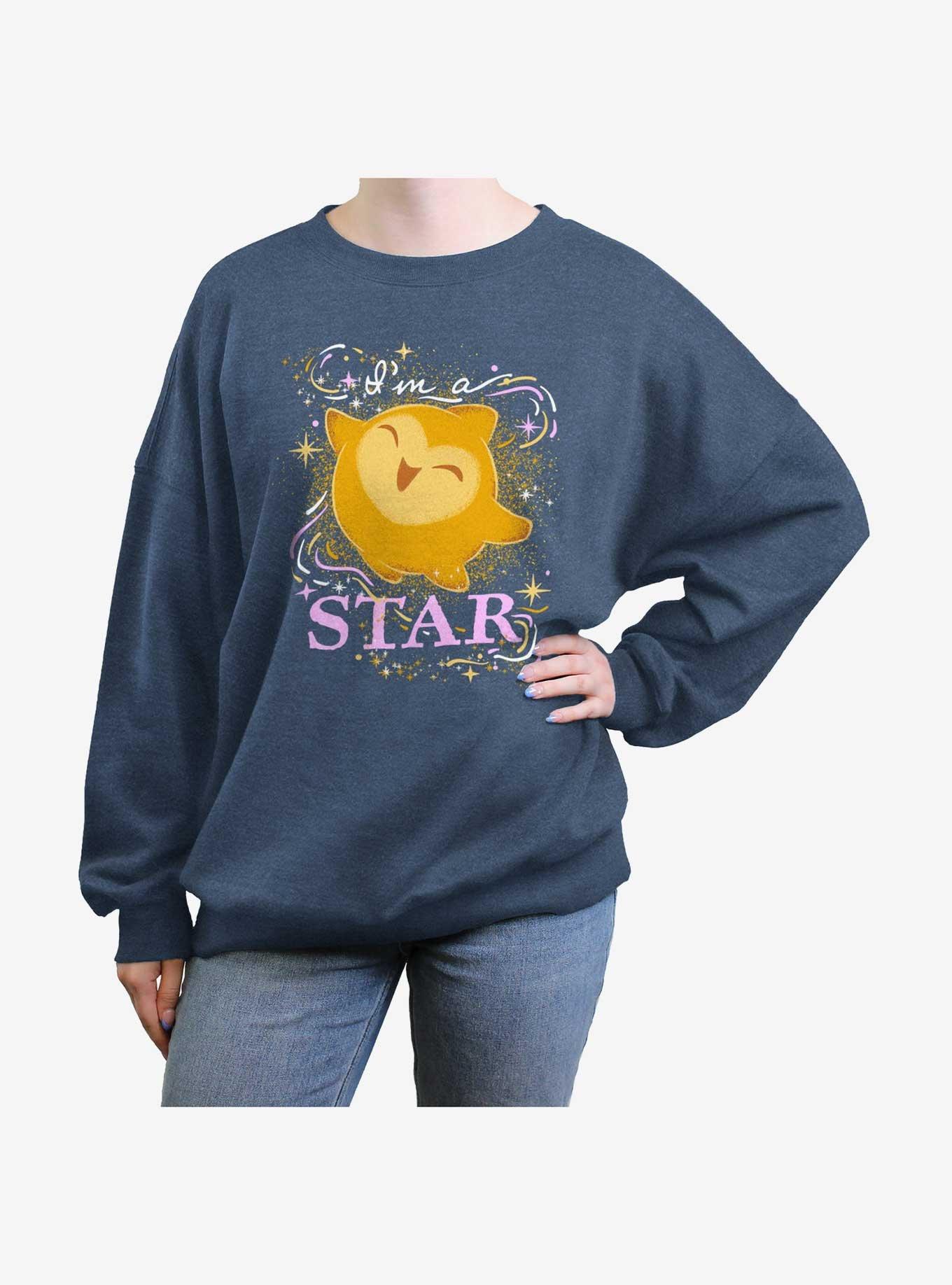 Disney Wish I'm A Star Girls Oversized Sweatshirt, BLUEHTR, hi-res