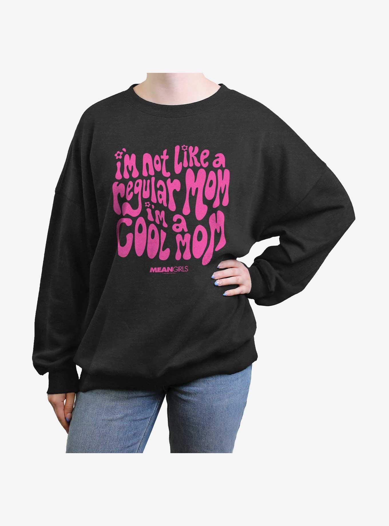 Mean Girls I'm A Cool Mom Girls Oversized Sweatshirt, CHAR HTR, hi-res