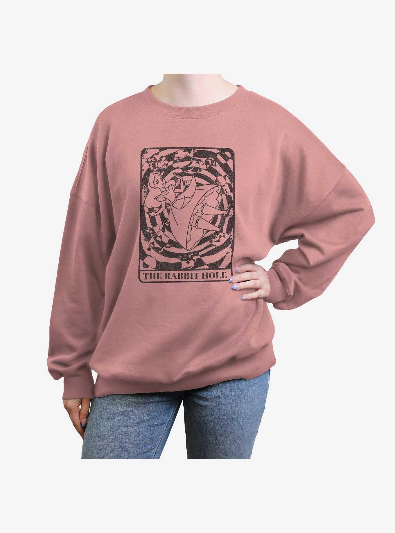 Disney Alice In Wonderland Rabbit Hole Card Girls Oversized Sweatshirt, DESERTPNK, hi-res