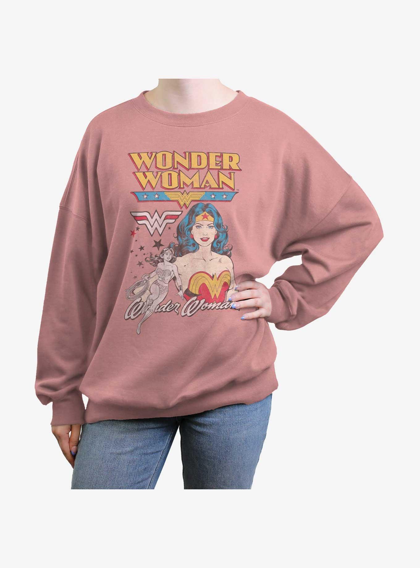 Dc Comics Wonder Woman Vintage Girls Oversized Sweatshirt, , hi-res