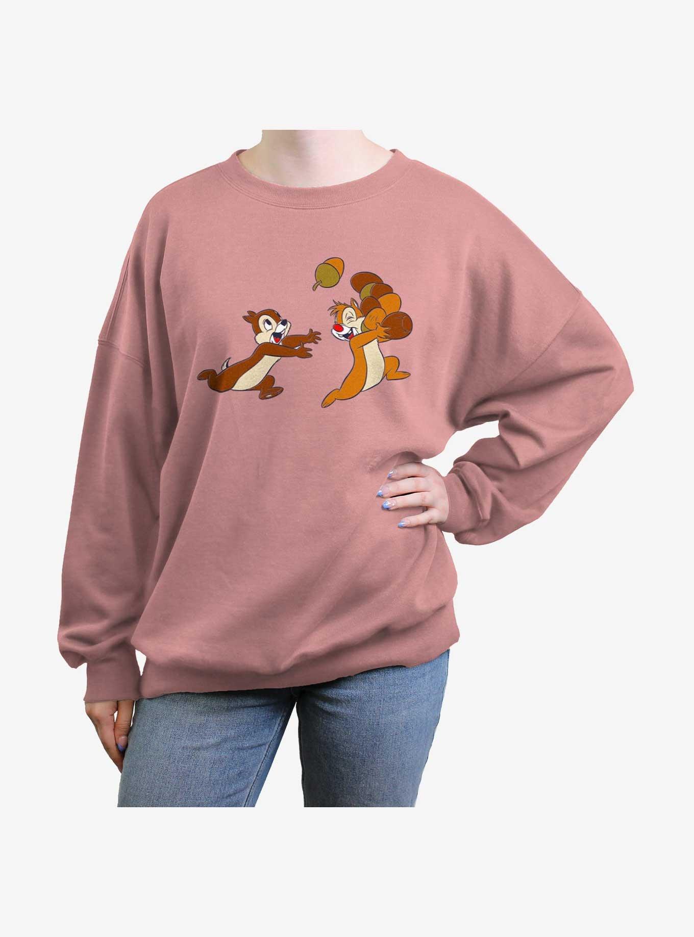 Disney Chip N Dale Acorn Chase Girls Oversized Sweatshirt, DESERTPNK, hi-res