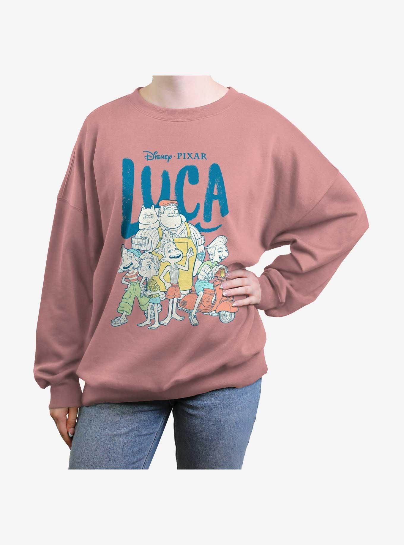 Disney Pixar Luca The Family Girls Oversized Sweatshirt, DESERTPNK, hi-res