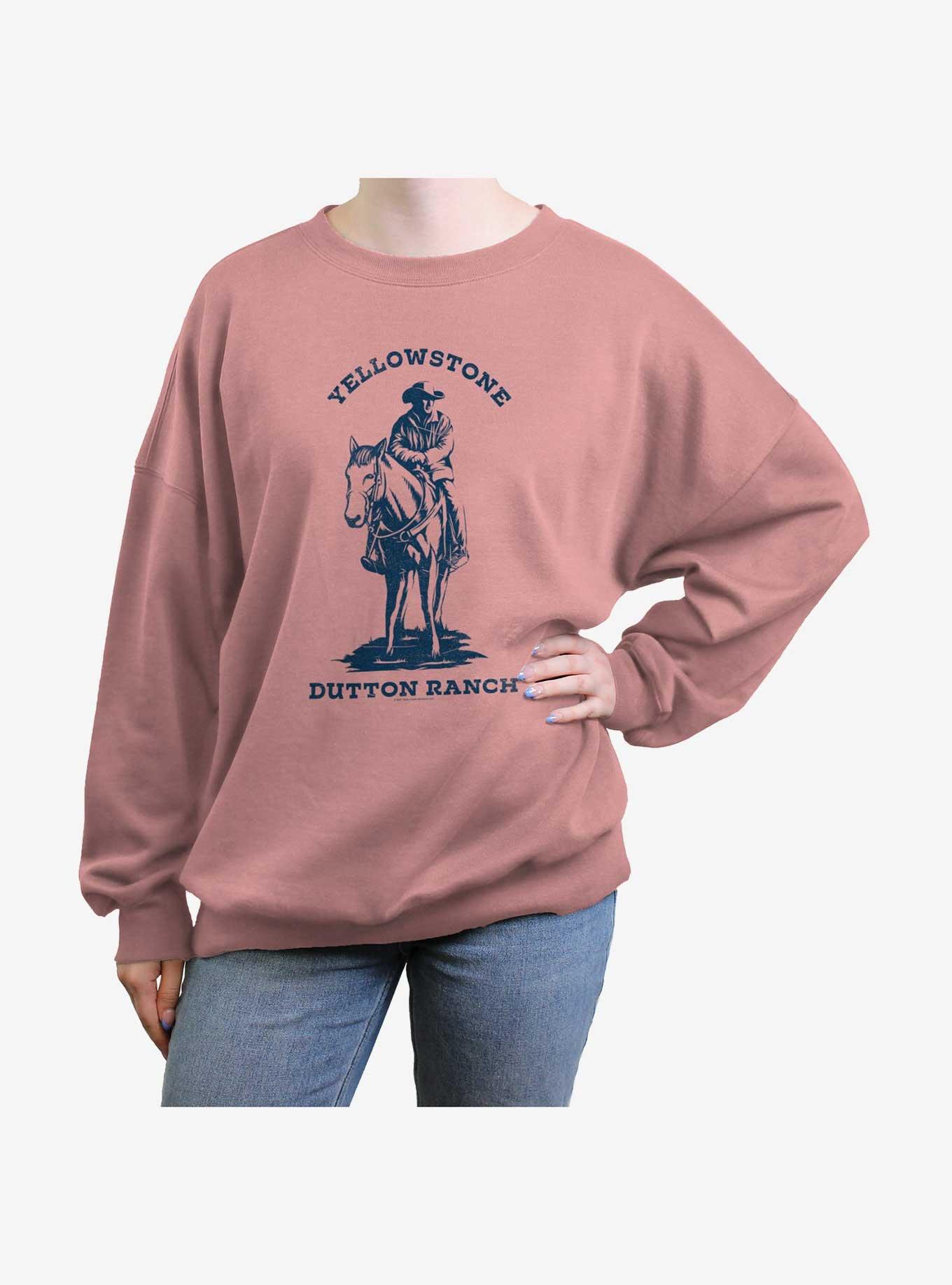 Yellowstone Dutton Ranch Distressed Girls Oversized Sweatshirt, DESERTPNK, hi-res